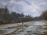 Sheep, Shepherd and-Moon-18x24